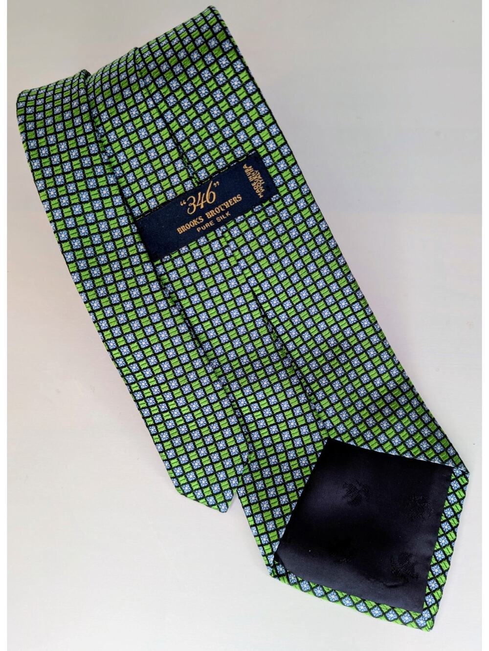 Brooks Brothers 346 Silk Tie Italy Green Navy Preppy Classic